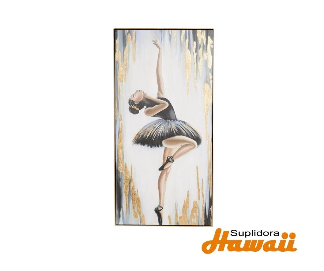 CUADRO DPARED BAILARINA DBALLET 15292 CON DETALLE NEGRO Y DORADO 30W 59H