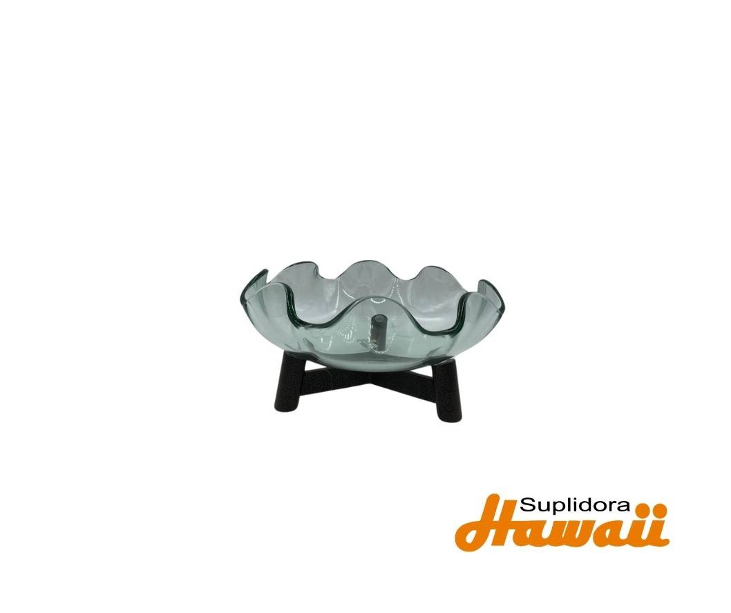 CUENCO FLORAL CRISTAL TRANSPARENTE 25269 CON BASE EN BRONCE 15W 9H