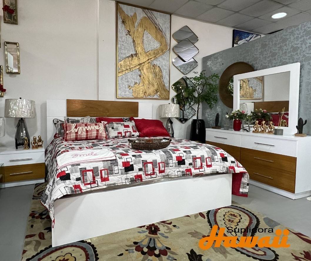 JUEGO APOSENTO MODERNO 80 BLANCO MDF Y ROBLE PM