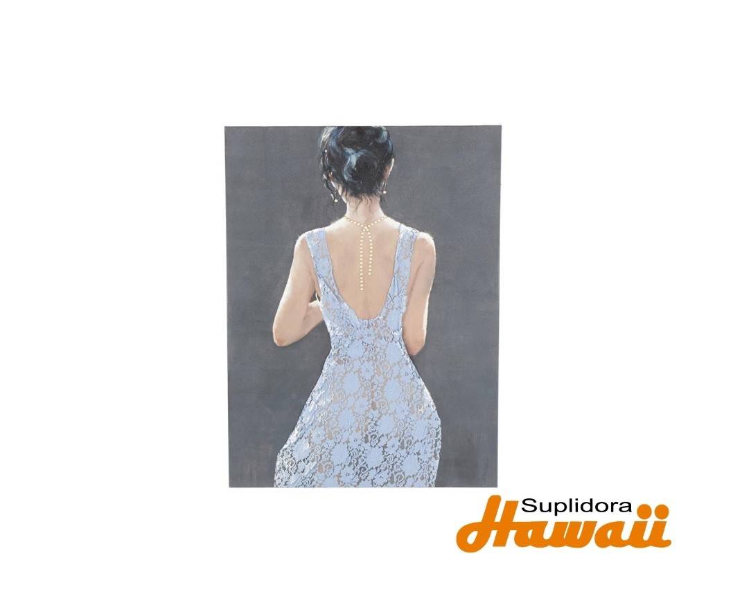 CUADRO DE MUJER MODERNO AZUL Y GRIS16956 3D