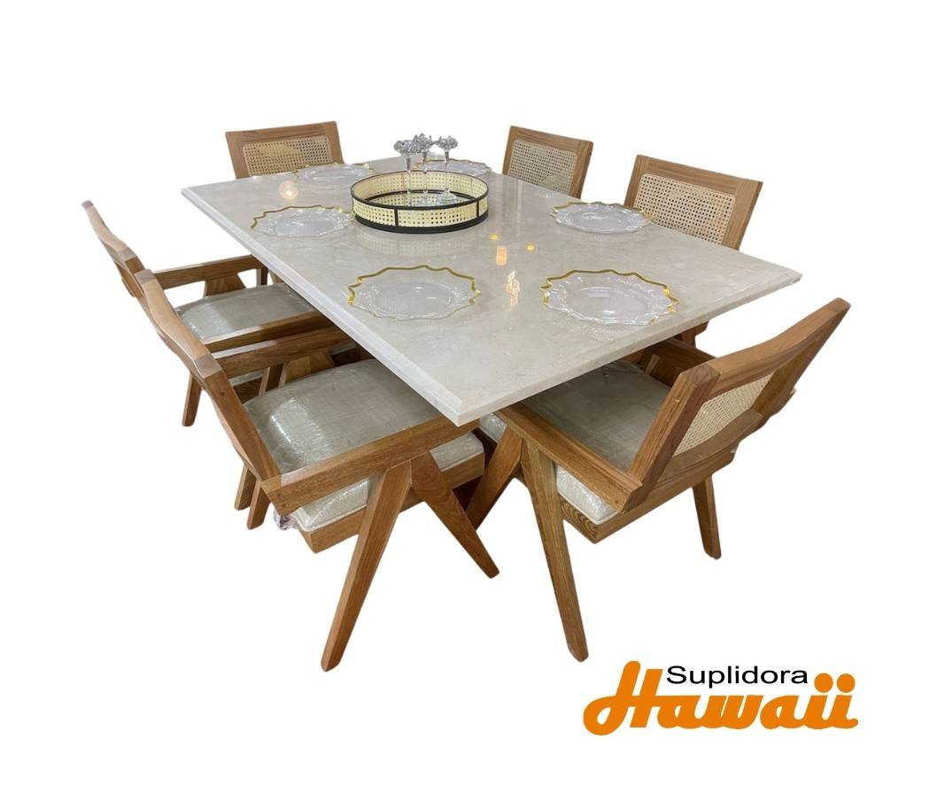 COMEDOR BUCAREST NATURAL TAPIZCREMA 6S TCRISTAL ROBLE BRASILEO AM