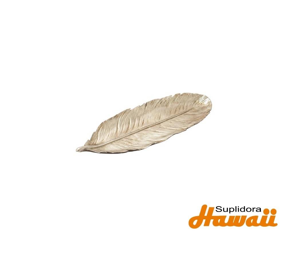 BANDEJA DECORATIVA PLUMA DE 62481 POLYSTONE PLATEADO 26W 2H