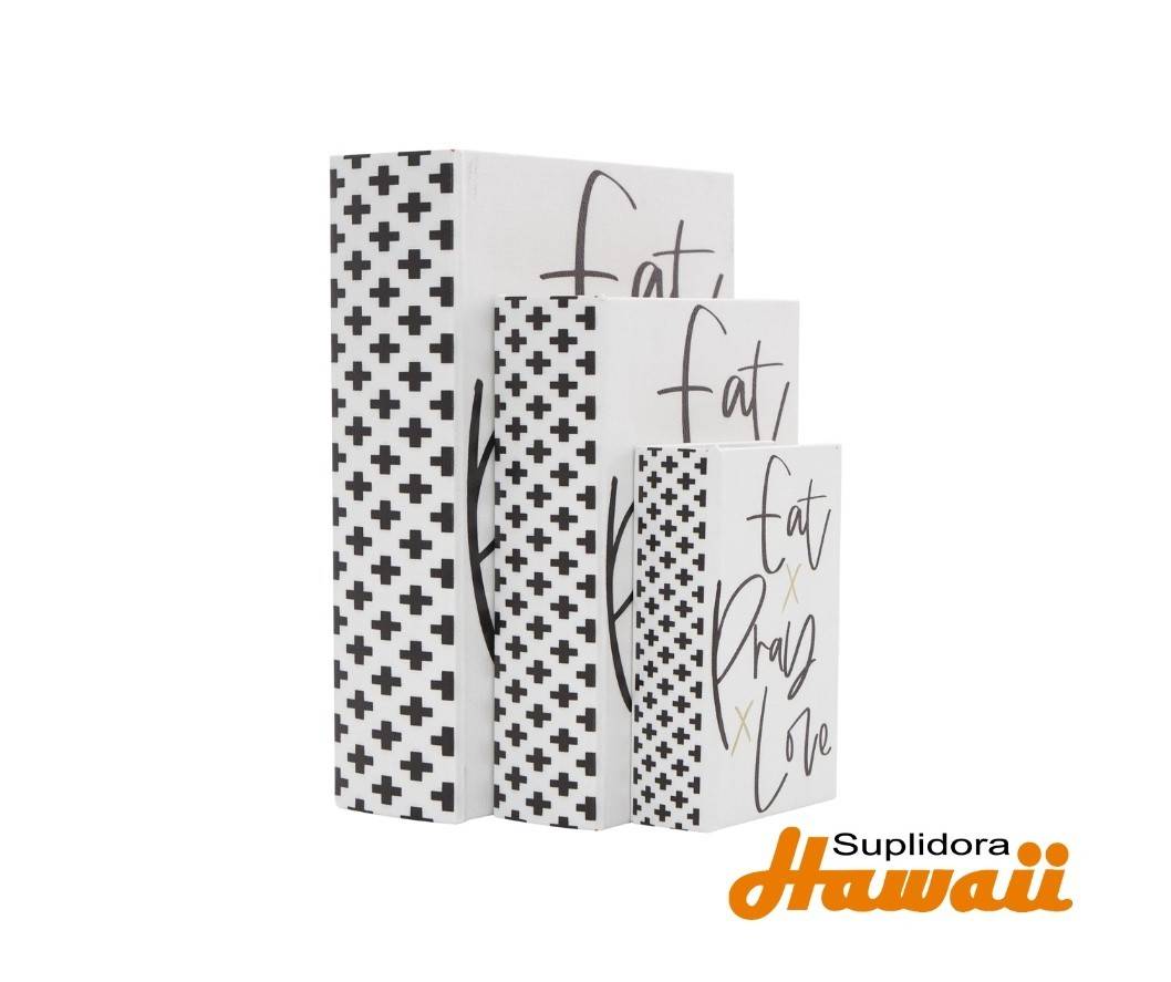 LIBROS DECORATIVIOS S3 BLANCO CON 47151 DETALLE NEGRO 11 8 6H