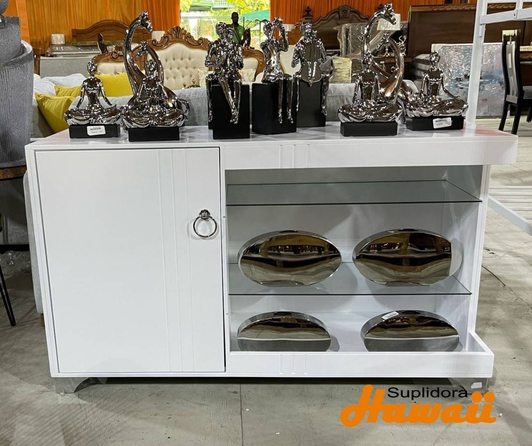 CREDENZA  BLANCA CDIVISIONES DE CRISTAL 1P EG