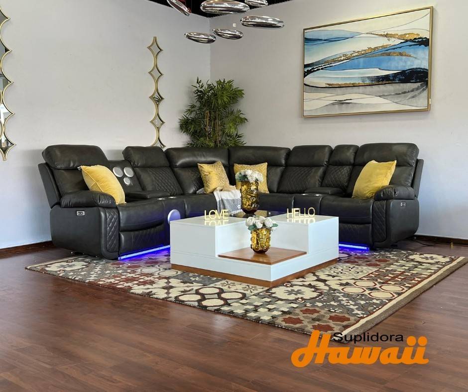 MUEBLE SECCIONAL COLA-SEC-G RECLELECT CBOCINA 3PZS TAPIZIMITACION PIEL GRIS
