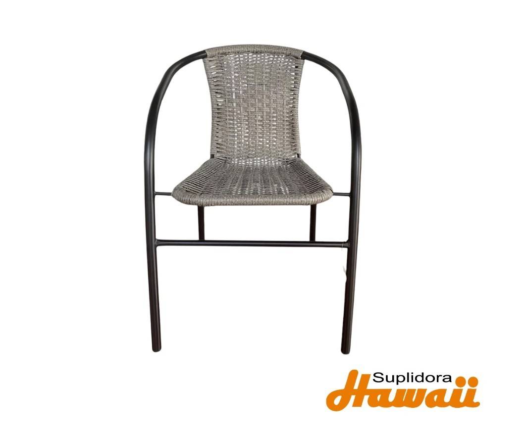 SILLA METAL RATAN PLAST GRIS LRRC-004B