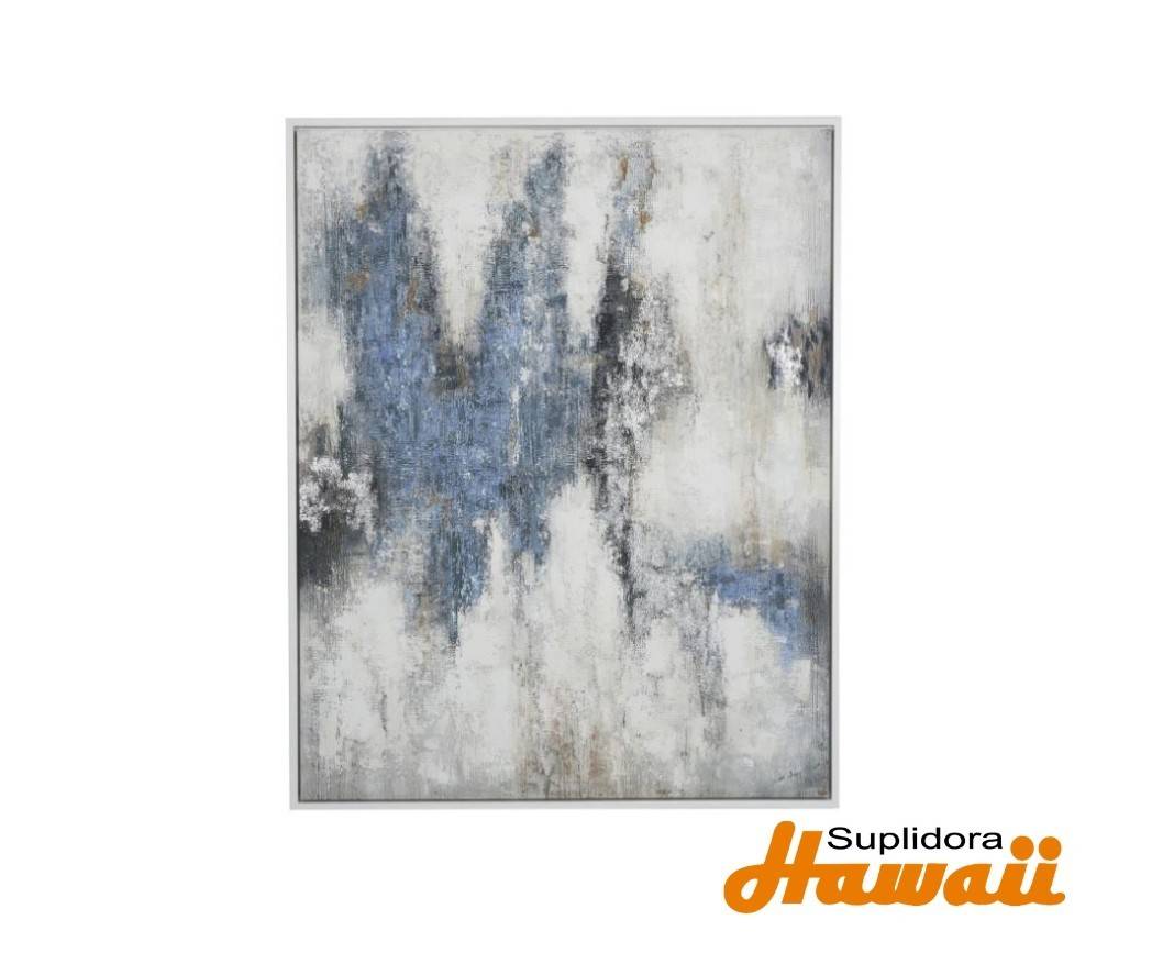 CUADRO ABSTRACTO AZUL CREMA 39044 PLATEADA EN MARCADO 47W 59H