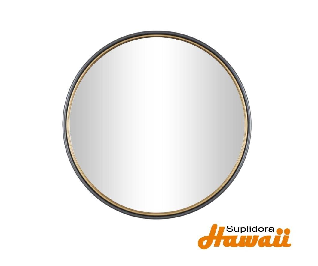 ESPEJO DE PARED MARCO DE METAL 40738 NEGRO Y DORADO 46W 46H
