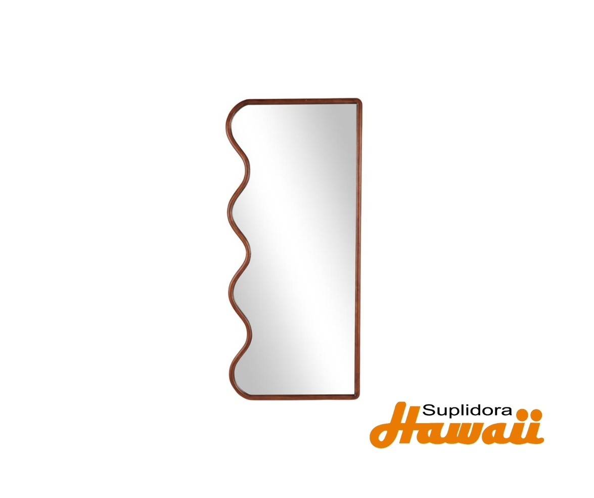 ESPEJO DPARED LATERAL ONDULADO 16541 MARCO EN MADERA MARRON 31W 70H