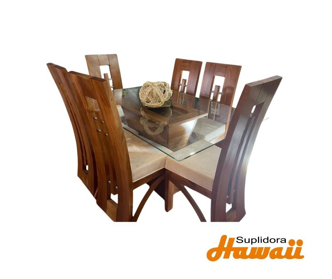 COMEDOR CAPRICHO NATURAL 6S TCRISTAL TAPIZCREMA PM