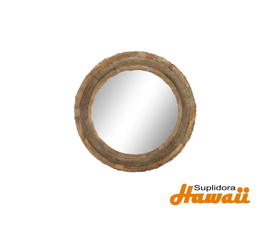 ESPEJO DE PARED DE MADERA MARRON 76142 DISEO DE VIRUTAS 65D