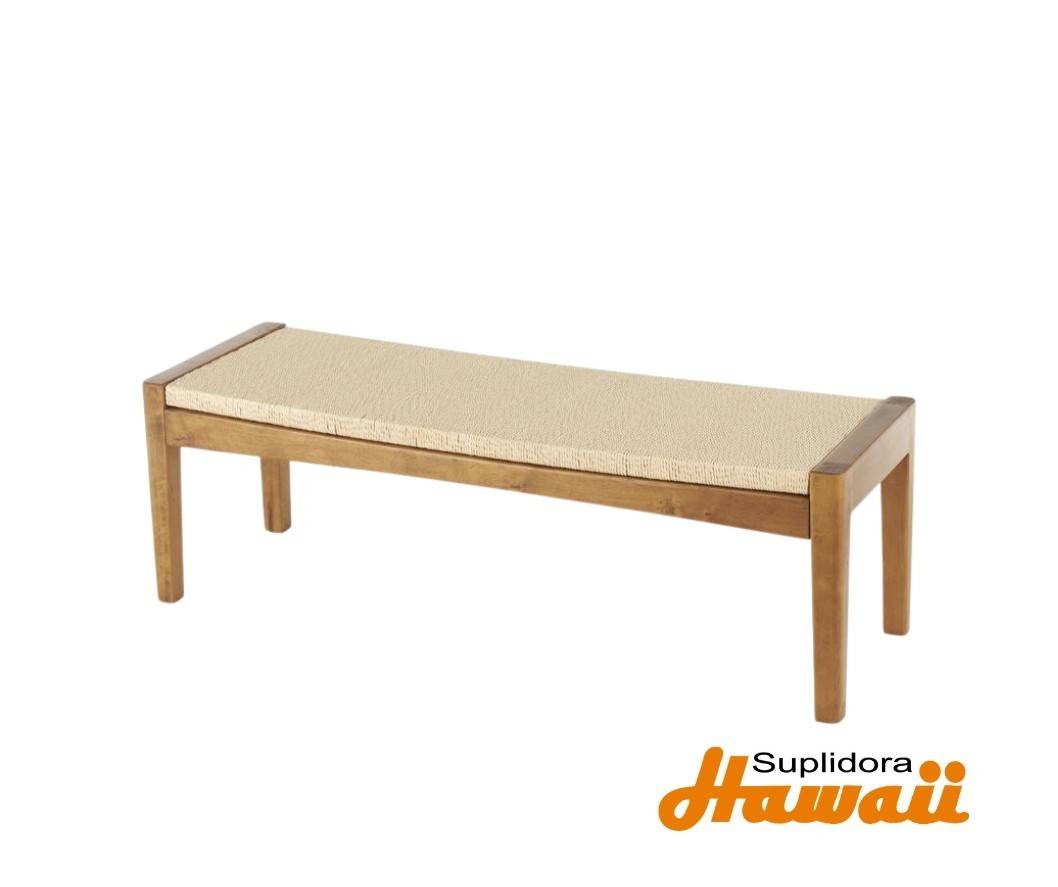 BANCO TRADICONAL EN MADERA NATURAL 13525 CASIENTO FORRADO CCUERDA 48 W 16H