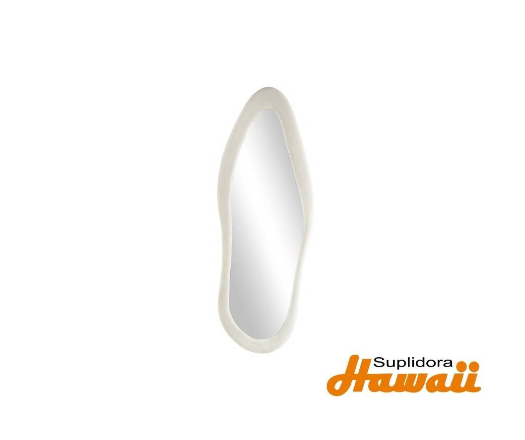 ESPEJO DE PARED ONDULO CON MARCO 17020 ENTERCIO PELO BLANCO 26W 65H