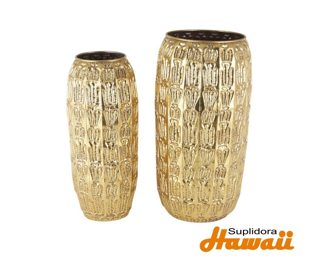 JARRON DECORATIVO EN METALS2 13659 DORADO ALTO CDISEO A CANALADO 36 32H