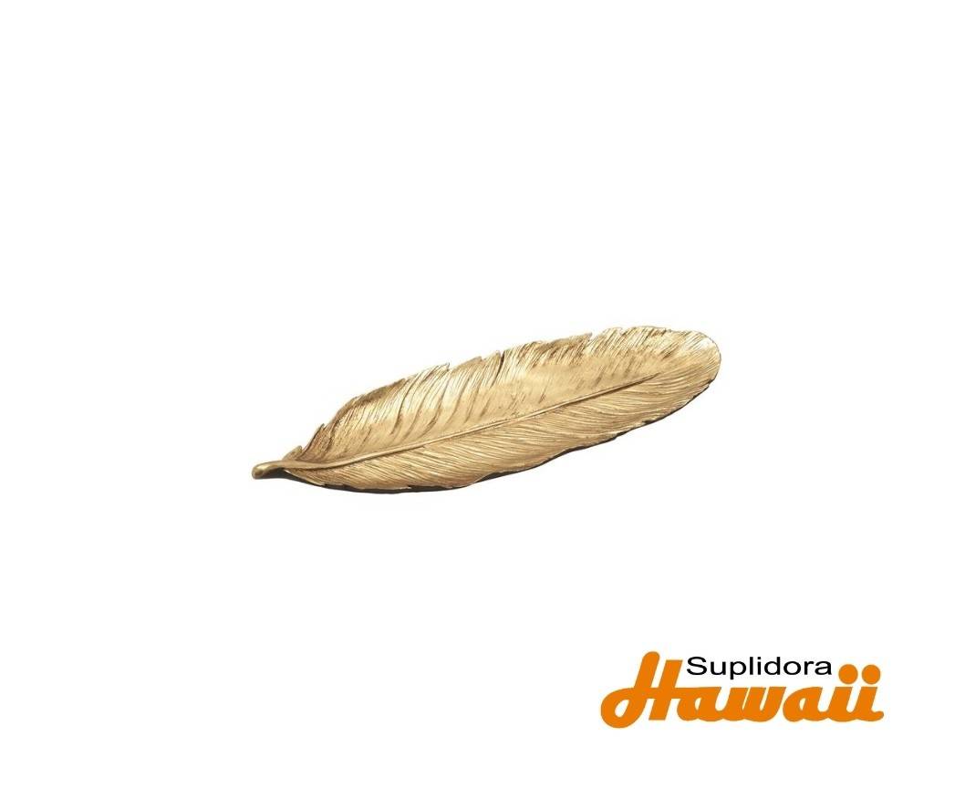 BANDEJA DECORATIVA PLUMA DE 62480 POLYSTONE DORADO 26W 2H