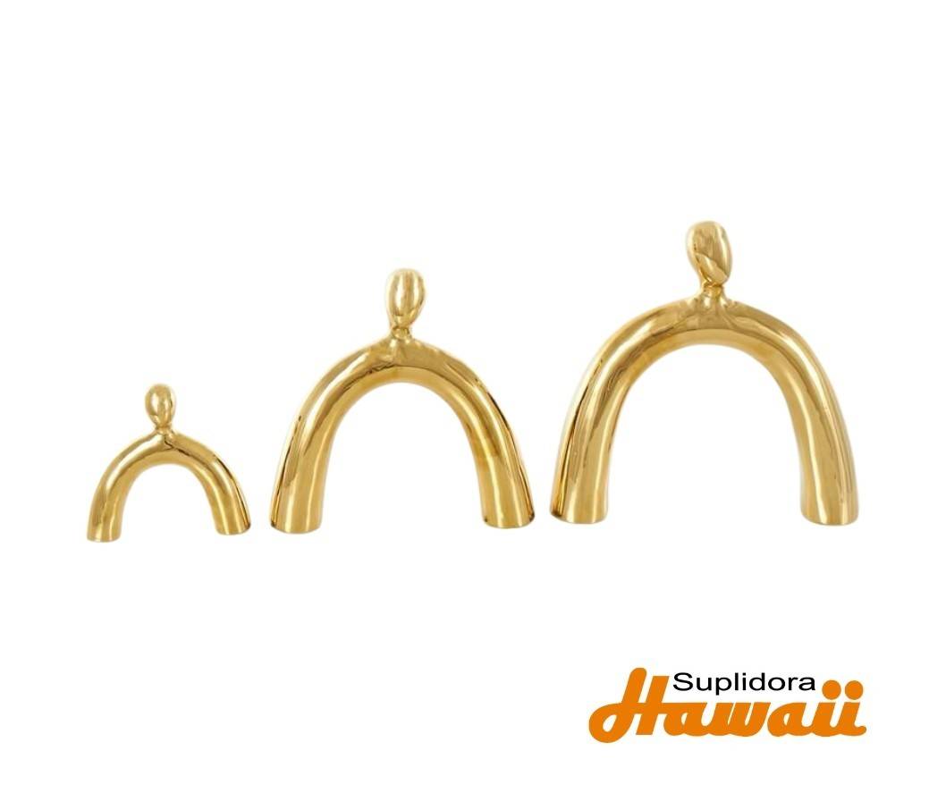 FIGURA FAMILIAR S3 ABSTRACTA 15275 DE CERAMICA DORADA 11 9 6H
