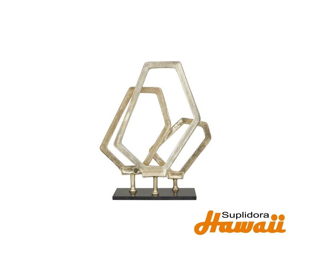 ESCULTURA GEOMETRICA DE ALUIMINIO 87144 DORADA A18H 23W