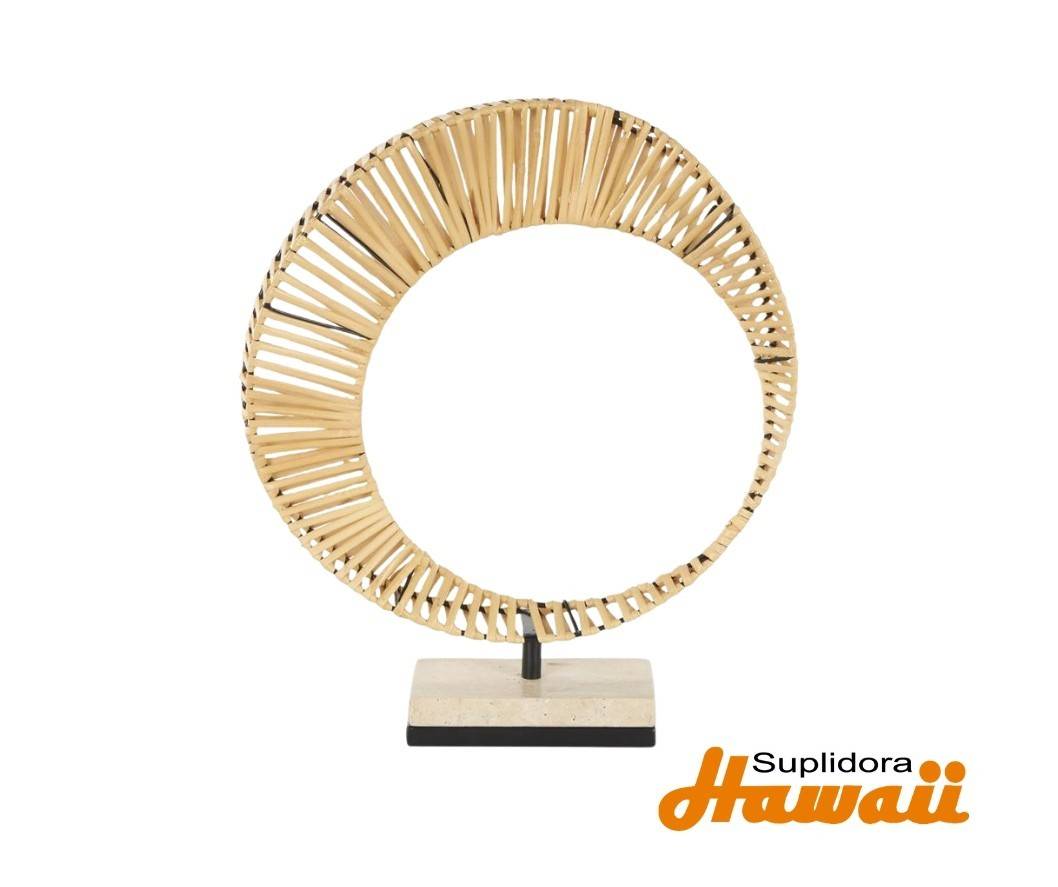 ESCULTURA TIRA DMOBIUS EN RATTAN 13407 CBASE MARRON CBALNCO 13 W 15H