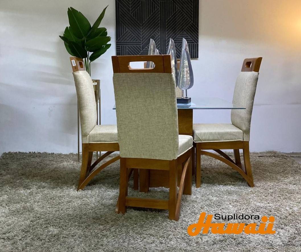 COMEDOR TAPIZADO MODERNO 4S TAPIZCREMA TCRISTAL PM
