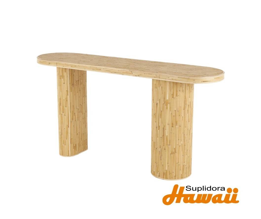 CREDENZA AUXILIAR DNADERA NATURAL 15098 TOPE OVALADO PARA REDONDA 64W 32H