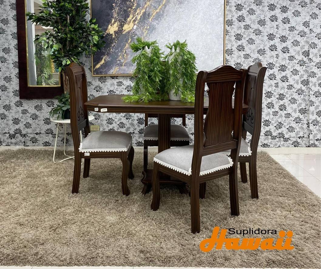 COMEDOR OSCURO 4S TAPIZGRIS TMADERA MA