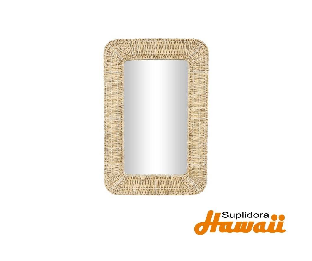 ESPEJO DE PARED EN MARCO TEJIDO 43818 DE YUTE 32W 47H