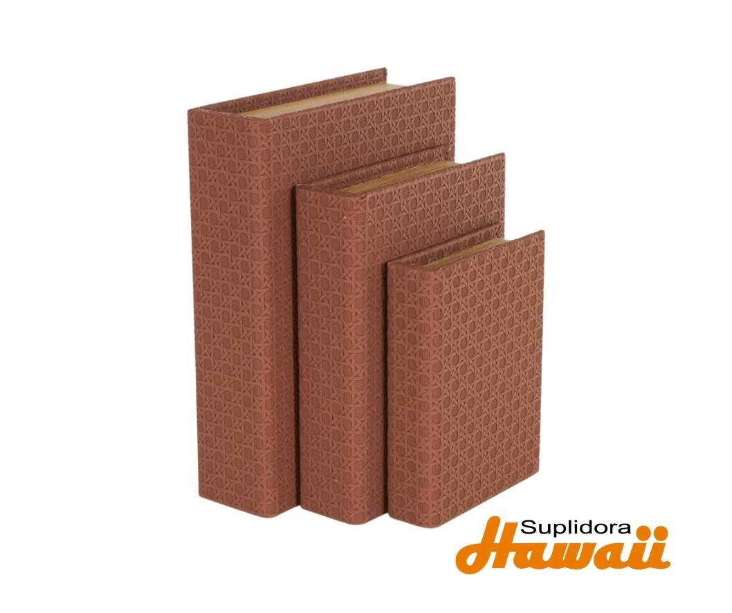 LIBROS DECORATIVOS S3 CON TEXTURA 13423 D PIEL COLOR COBRE CDORADO 10 8H