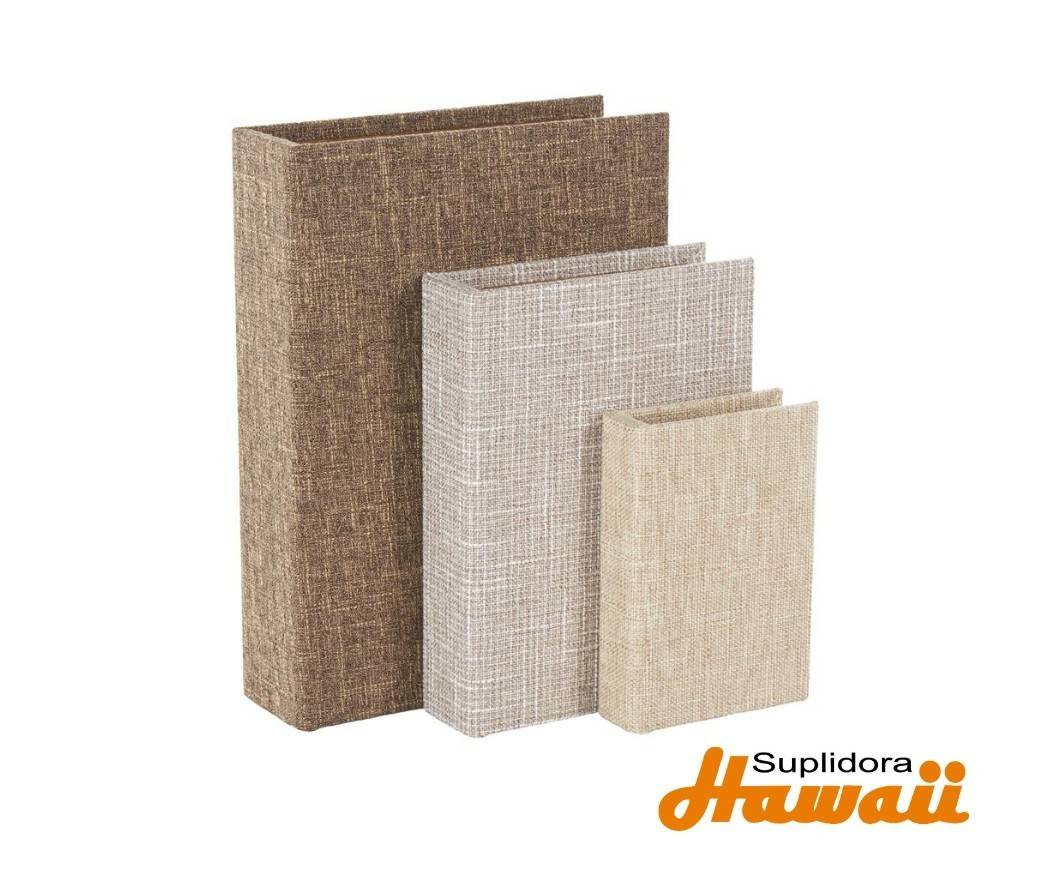 LIBROS DECORATIVOS S3 TELA 15819 DE LINO MARRON CON CREMA 12 9 6H