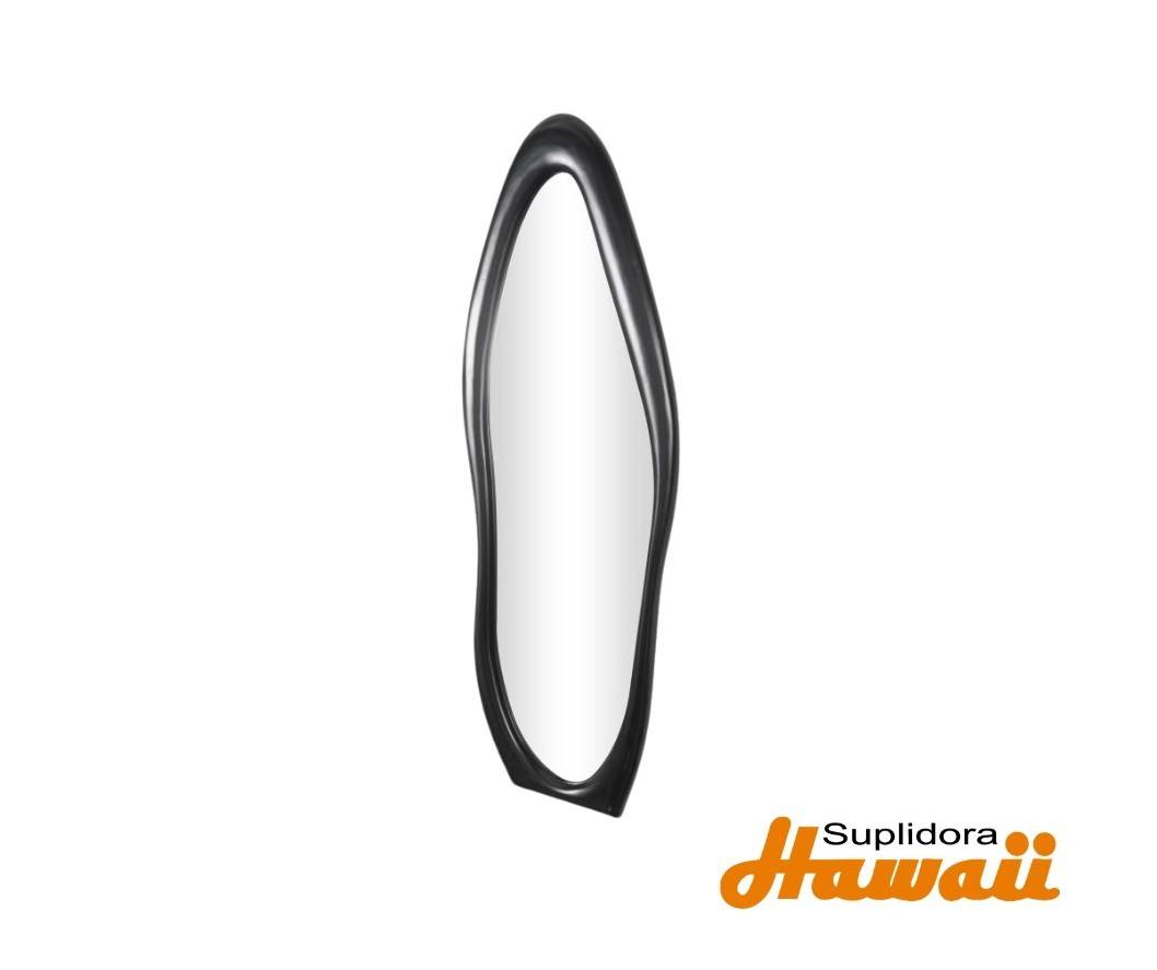 ESPEJO DE PARED ONDULADO MARCO 32940 DE MADERA NEGRO 23W 63H