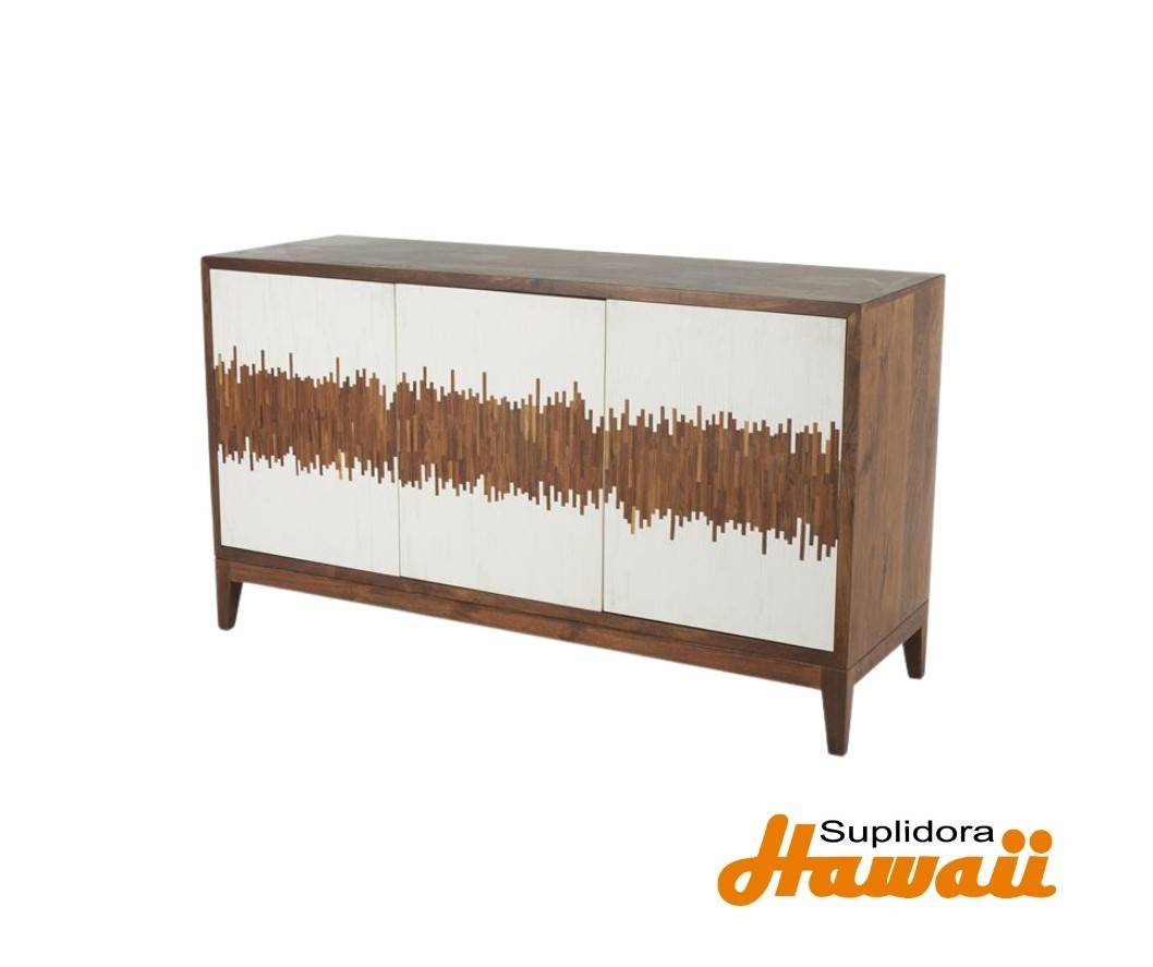 CREDENZA DMADERA CON DISEO a15842 ABSTRACTO 3PUERTA NATURAL 60W 34H