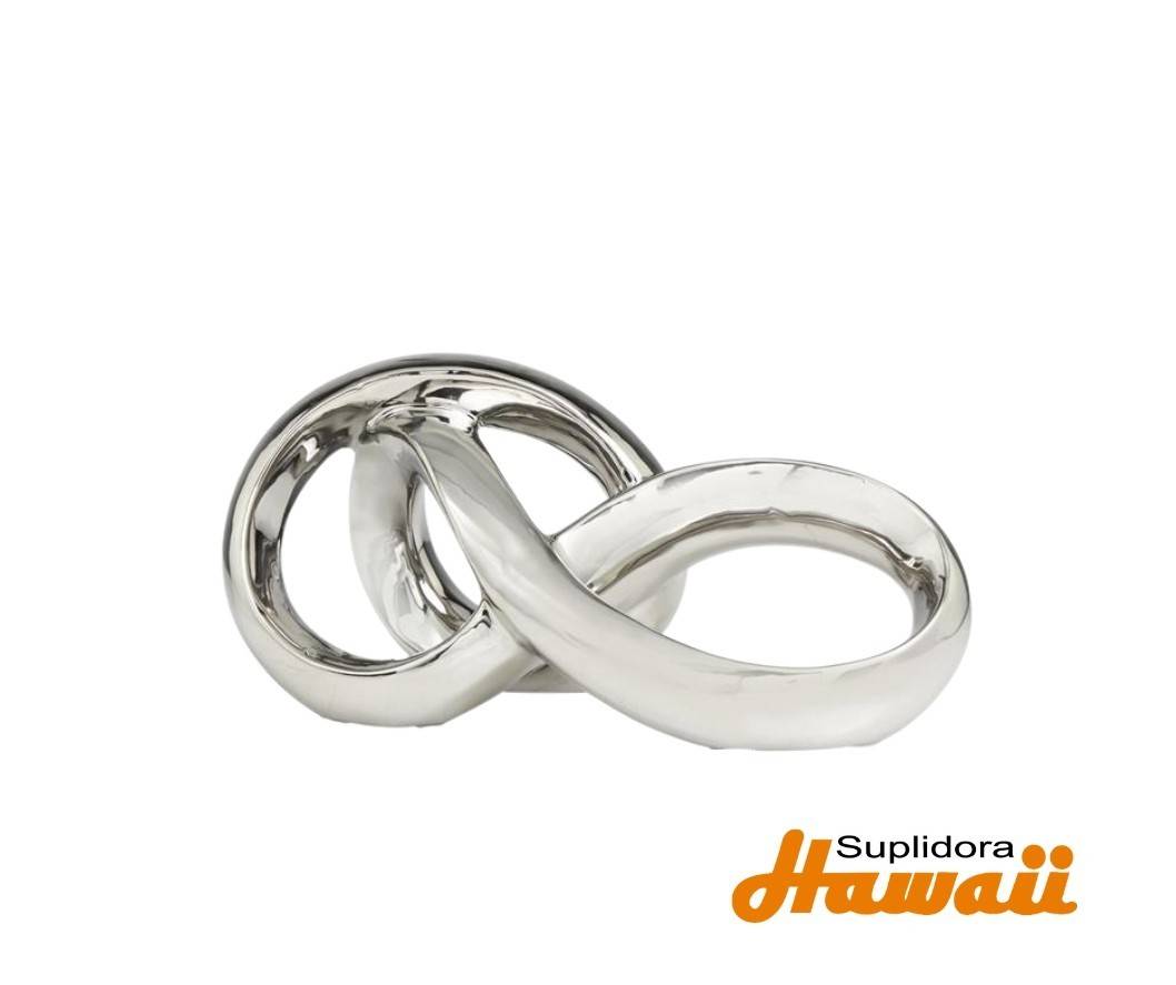 ESCULTURA BUCLE INFINITO CERAMICA 13787 PLATEADA 11W 5H