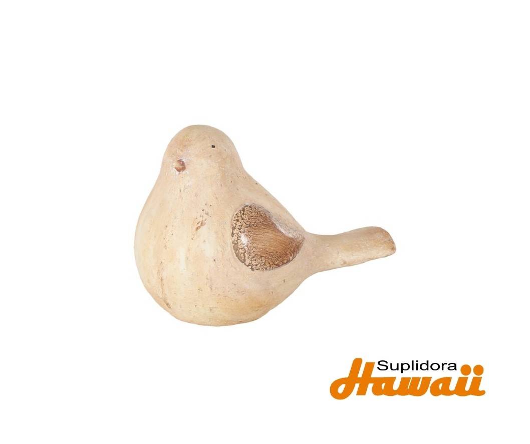 PAJARO SENTADO EN CERAMICA CREMA 17869 CREMA CON MARRON 13W 9H