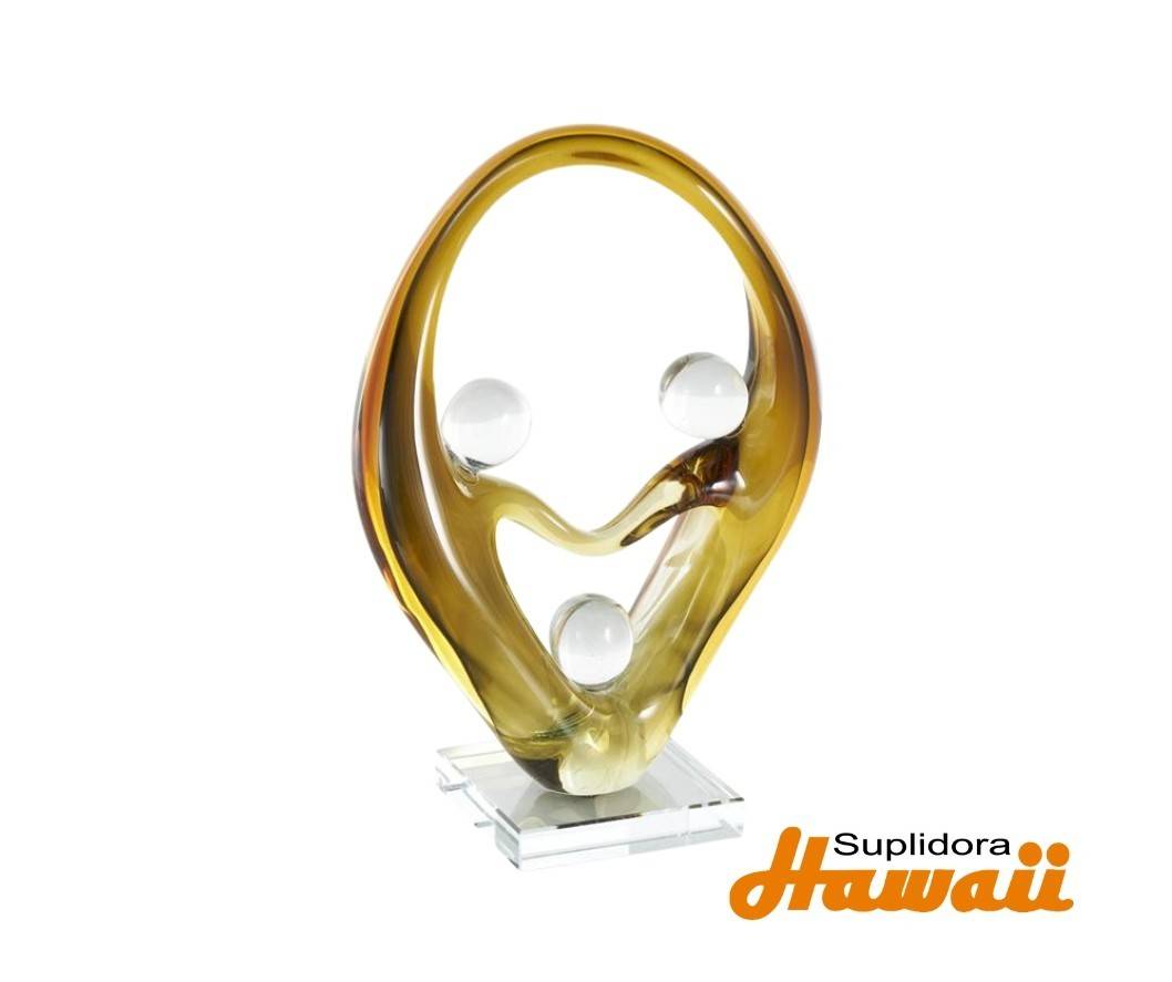 ESCULTURA ABSTRACTA NARANJA 13551 C3 ESFERAS DCRISTAL 8W 12H