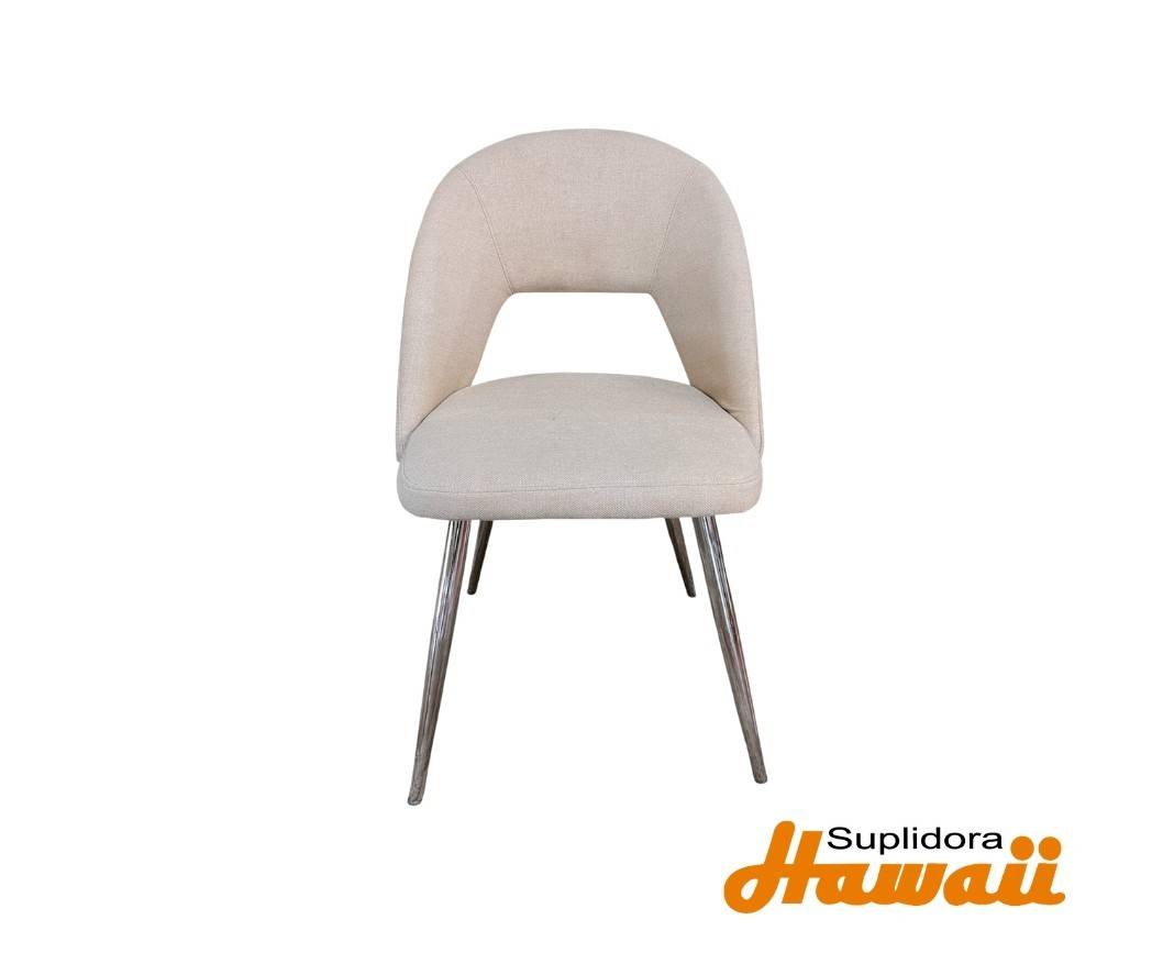 SILLA DCOMEDOR CREMA KT-Y997-2-TE-CR-PP PATAS PLATEADAS