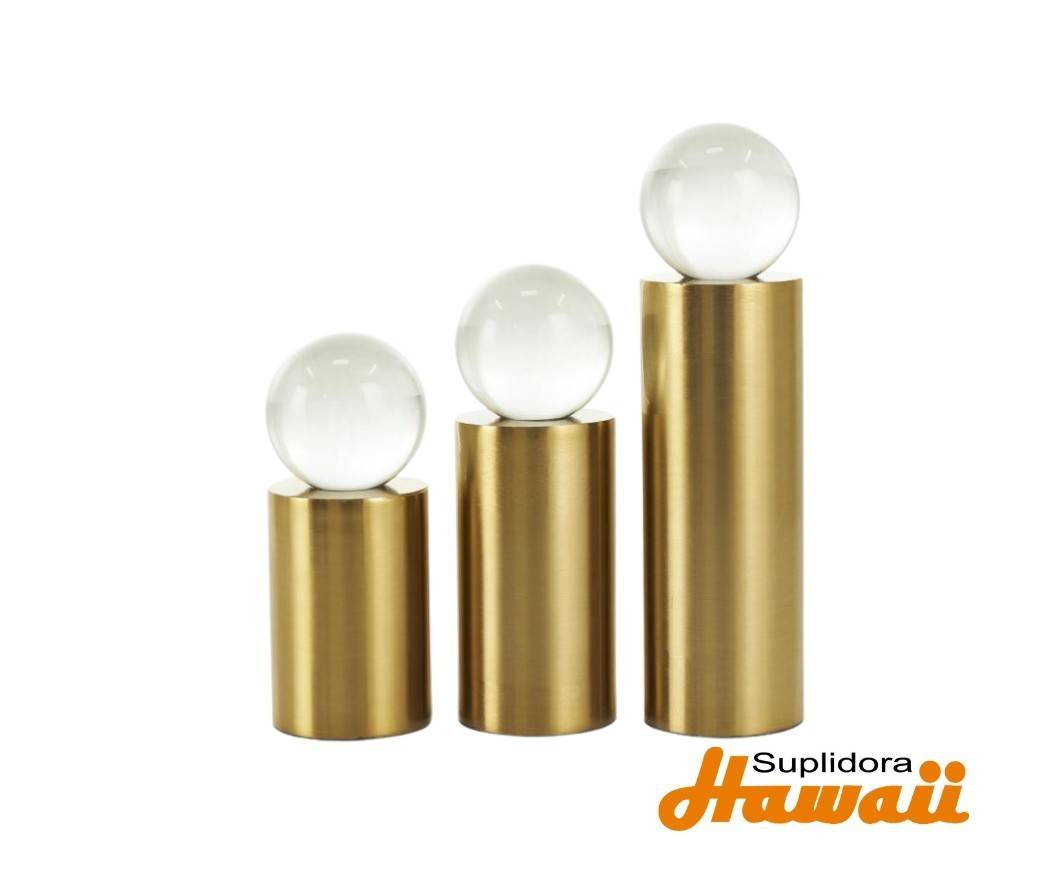 CILINDRO GEOMETRICOS S3 DORADO 33972 CON ESFERAS EN CRISTAL 10 8 4H
