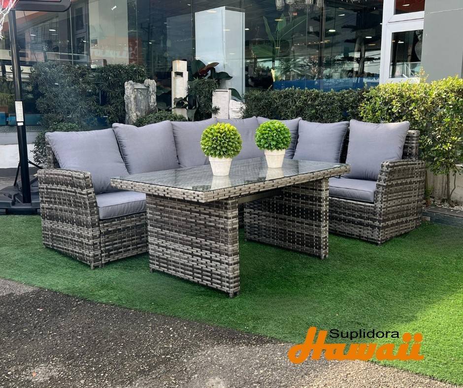 JUEGO TERRAZA L CMESA PJ-Y837 CREMA CMARRON CLARO