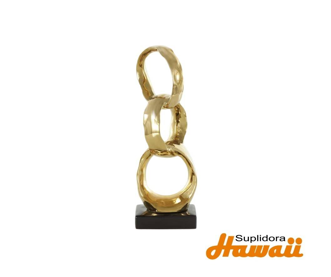 FIGURA DECORATIVA DORADA 15268 CON BASE NEGRA 5W 15H