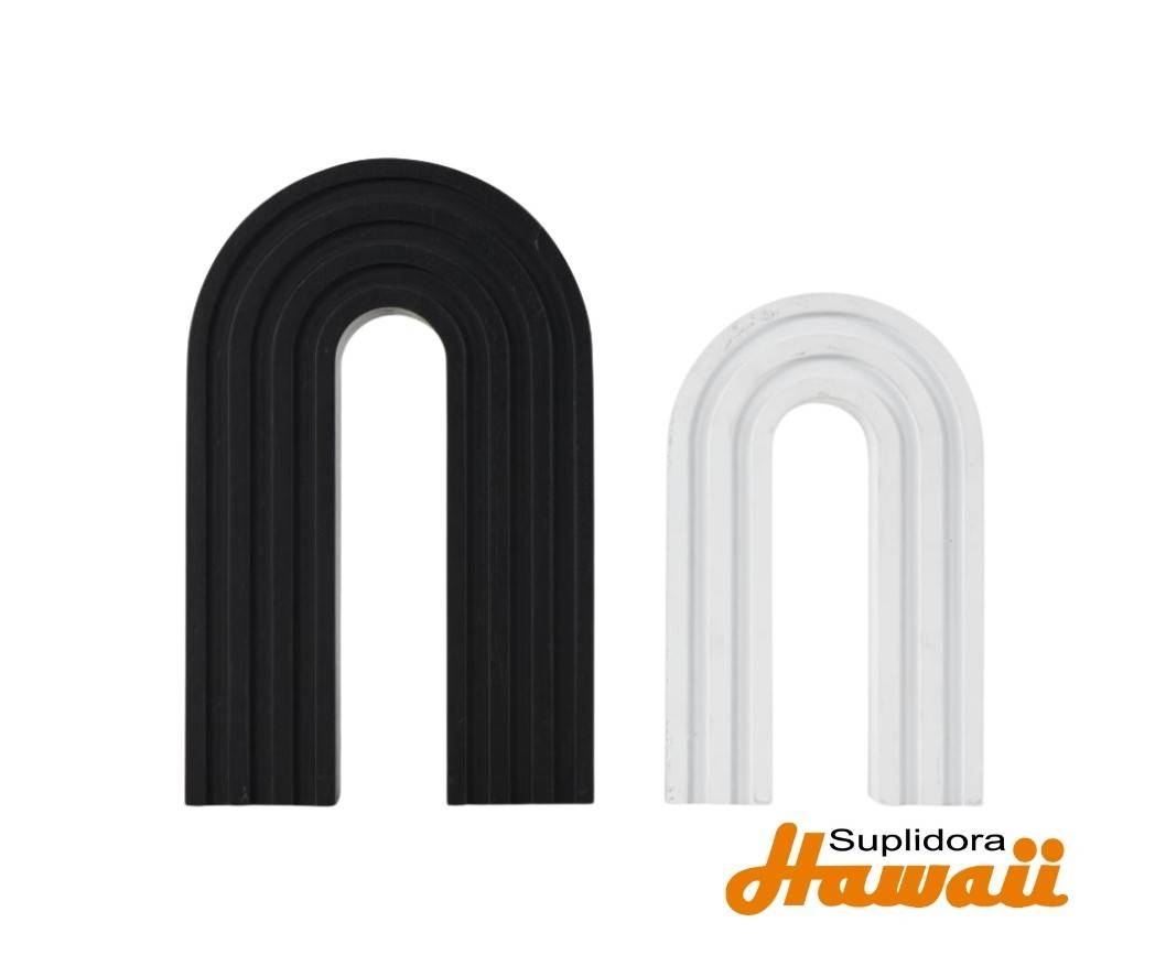 ESCULTURA DE ARCO S2 EN CAPAS 36214 DE MADERA NEGRO Y BLANCO 9W 7H