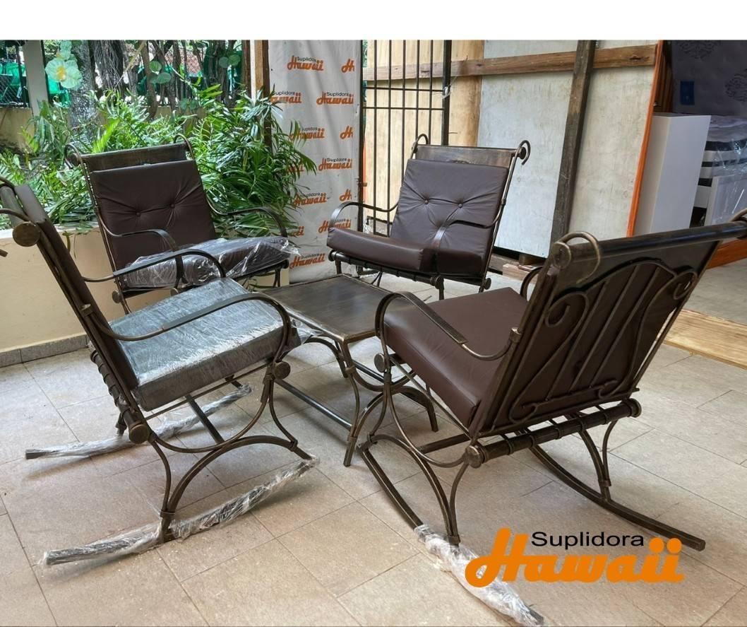 JUEGO MECEDORA EJECUTIVA 4B 1M TAPIZMARRON