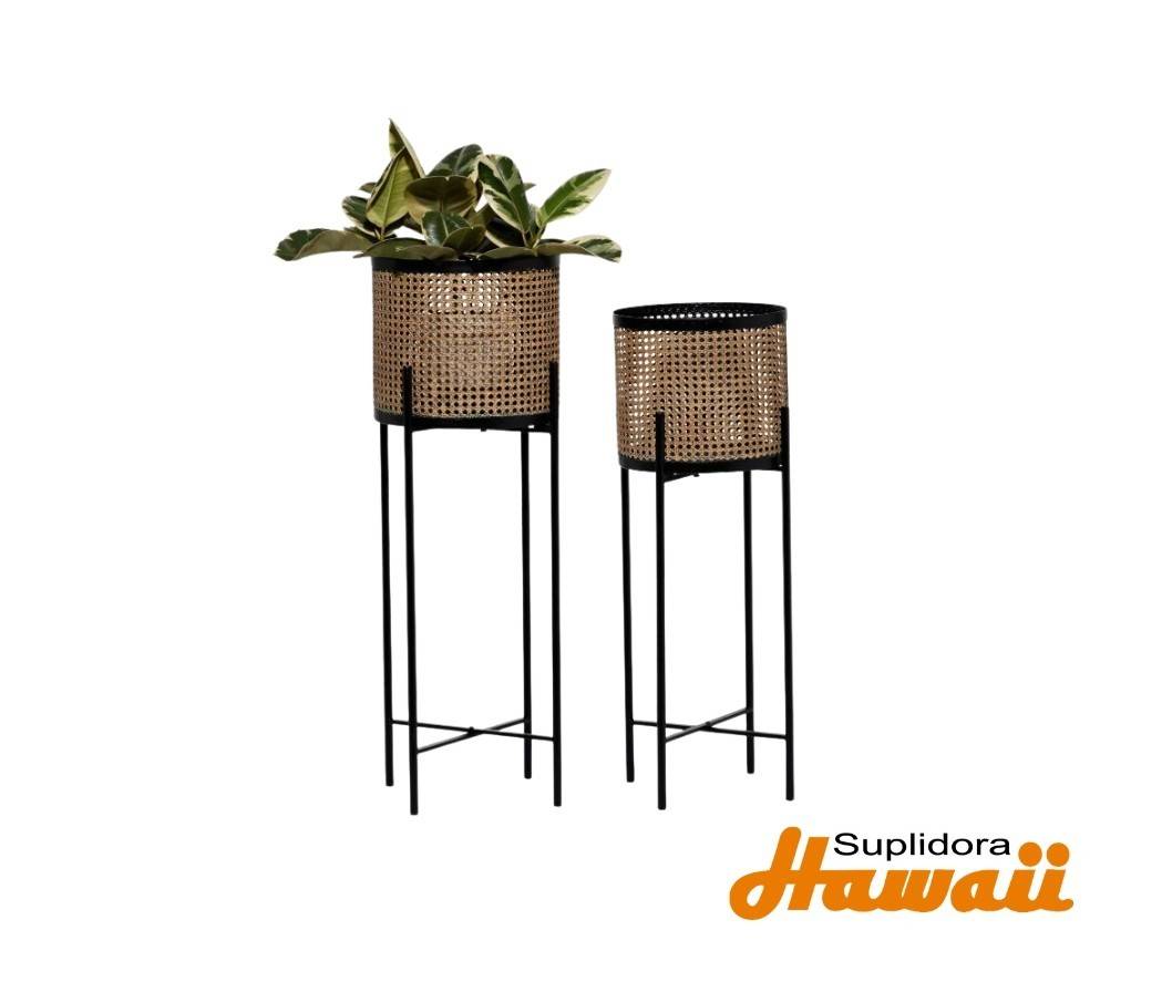 MACETA EN METAL aS2 aDORADO 43335 PARA INTERIOR CSOPORTE NEGRO 11W 32H