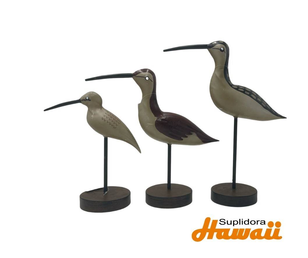 ESCULTURA PAJARO DE MADERA S3 139351 MARRON CON ASE REDONDAS 14 12 10H