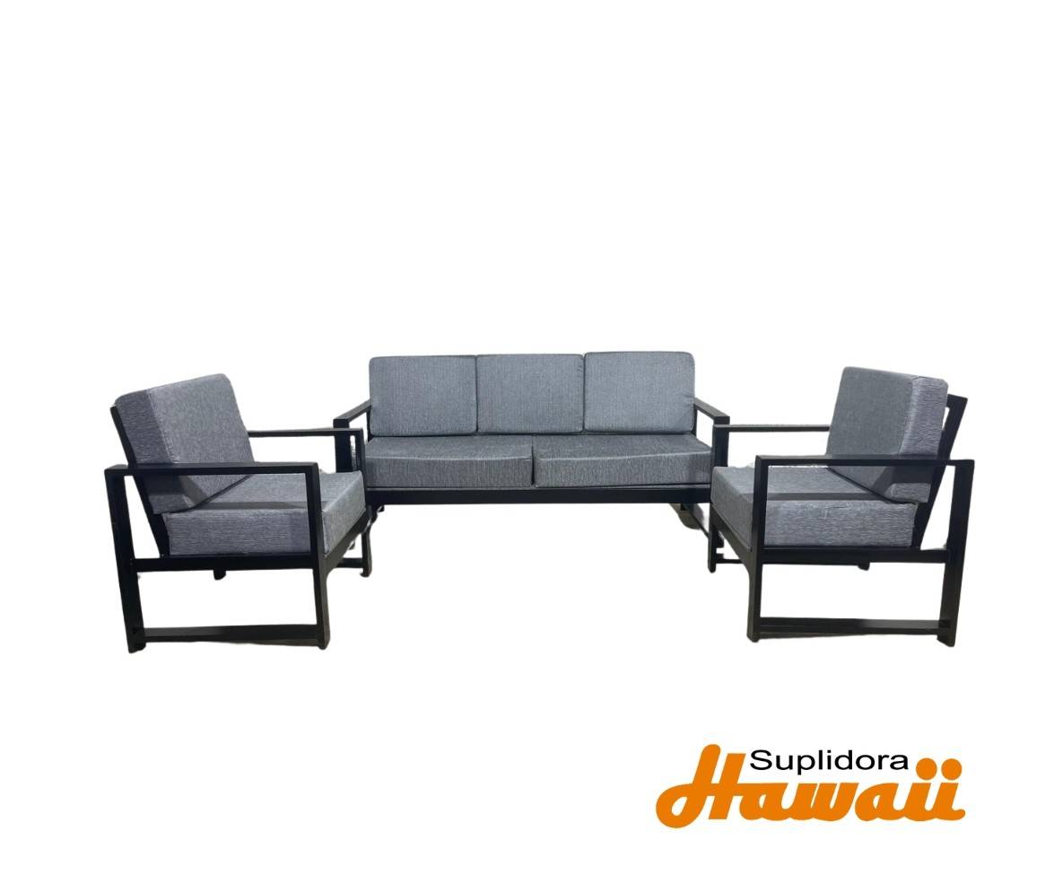 MUEBLE EN HIERRO NEGRO S3 2B 1M TAPIZGRIS OSCURO 