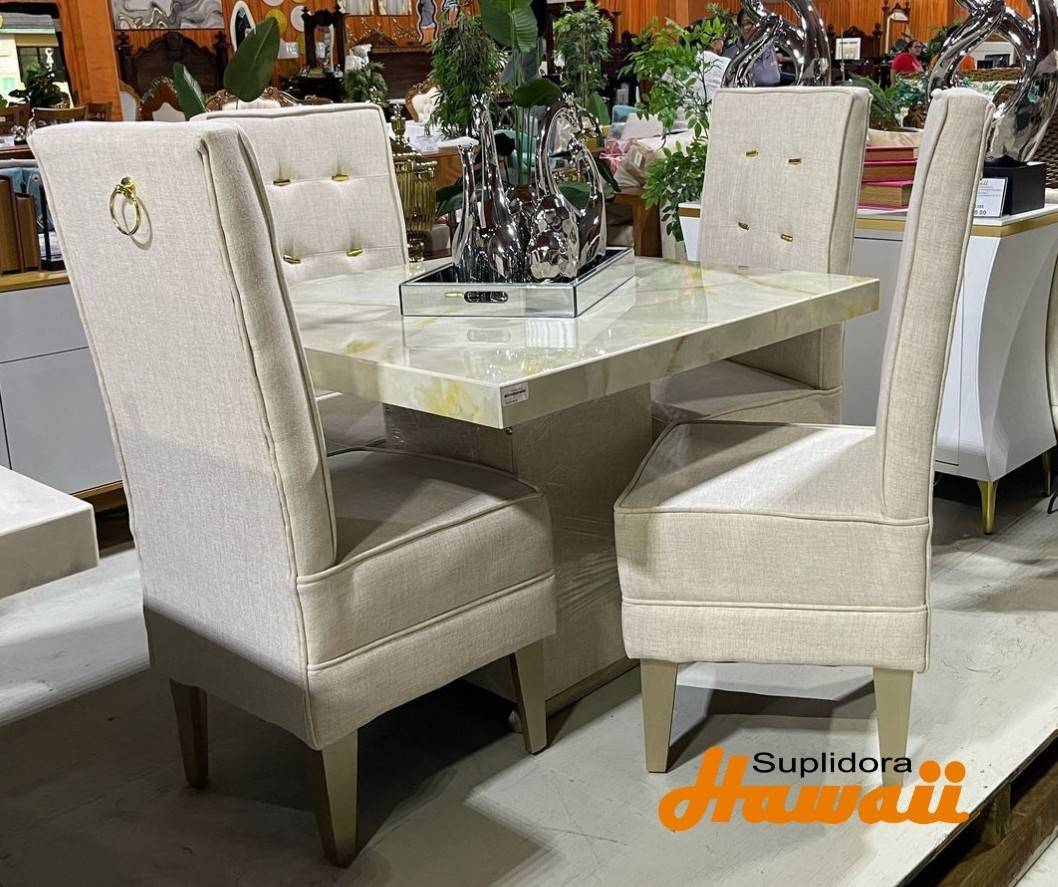 COMEDOR MIAMI 4S TAPIZCREMA TMADERA IMITACION MARMO