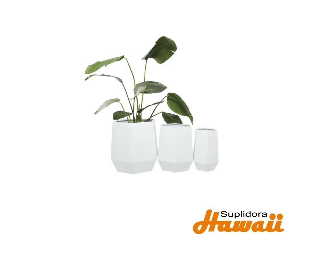 MACETA BLANCA HEXAGONAL S3 DE 78422 METAL 20 16 10W