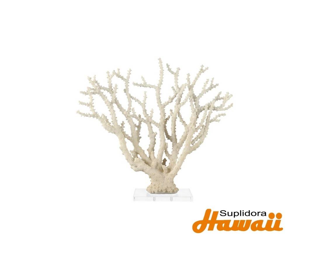 ESCULTURA DE CORAL EN POLIPIEDRA 31124 CREMA CBASE DE ACRILICO 26W 23H