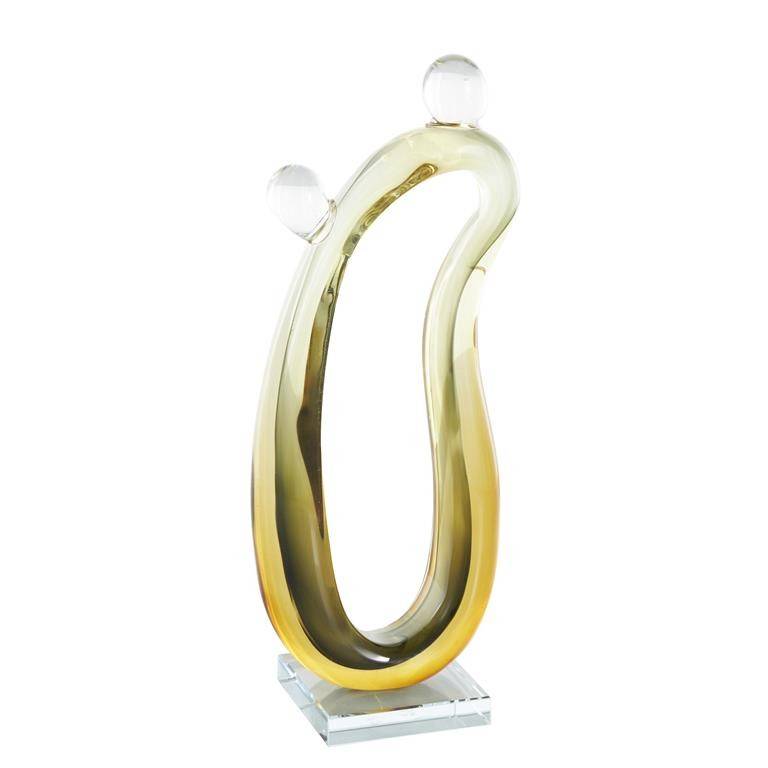 ESCULTURA ABSTRACTA DCRISTAL 13552 NARANJA aDEGRADADO CON 2 ORDES 6W 15H