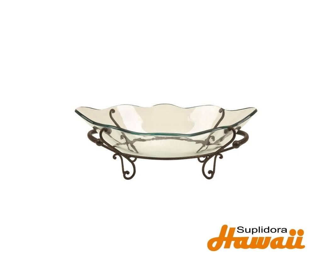 CUENCO CLASICO CON BORDE FESTONEADO72292 CBASE DE METAL BRONCE 23W 9H
