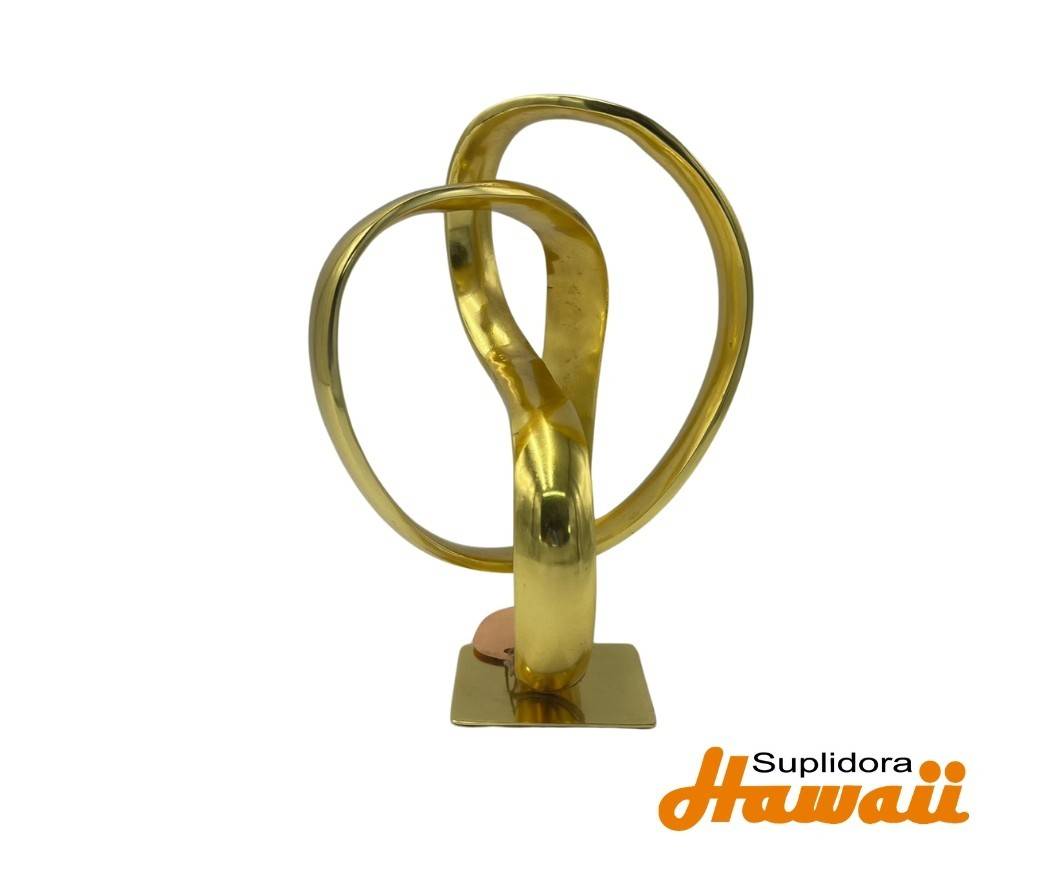 ESCULTURA ABSTRACTA DE ALUMINIO 12680 DORADO 8W 11H