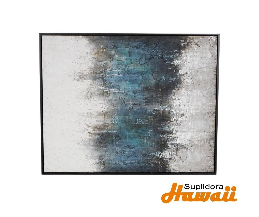 CUADRO ABSTRACTO PLATEADO CAZUL 13993 CMARCO NEGRO 47W 59H