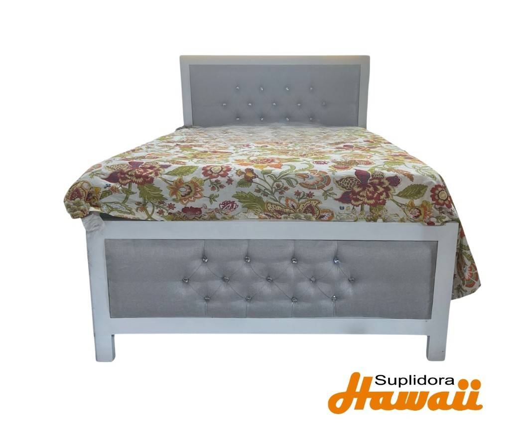 CAMA NORMAL TAPIZADA BLANCA EN 60 TAPIZGRIS